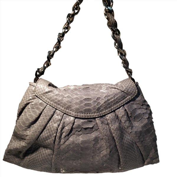 ZAGLIANI Light Grey Snakeskin Handbag