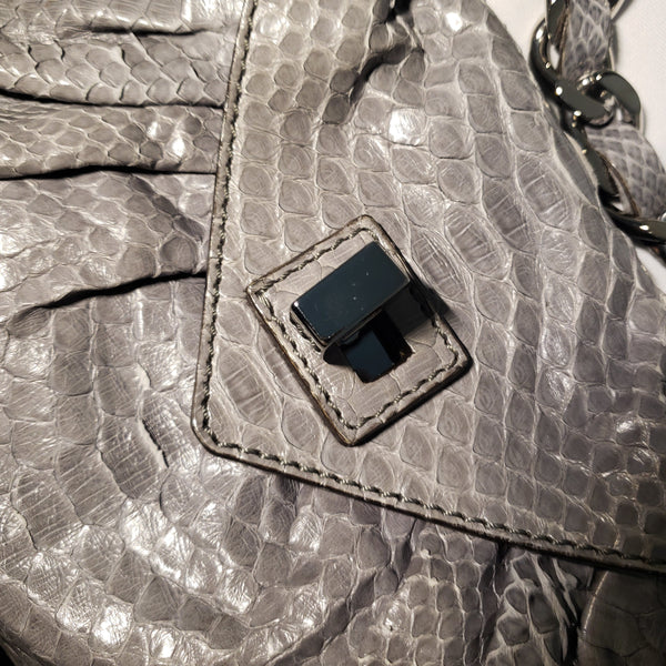 ZAGLIANI Light Grey Snakeskin Handbag