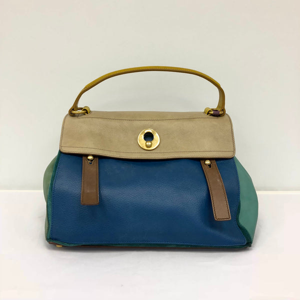 Yves Saint Laurent Blue Multicolor Leather Muse Two Handbag