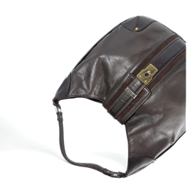 "Morgan" Hobo Handbag Brown Leather/Gold