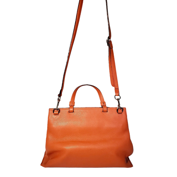 GUCCI Orange Leather Medium Bamboo Daily Top Handle Bag