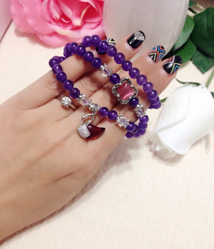 Purple Chalcedony Bracelet (Necklace)