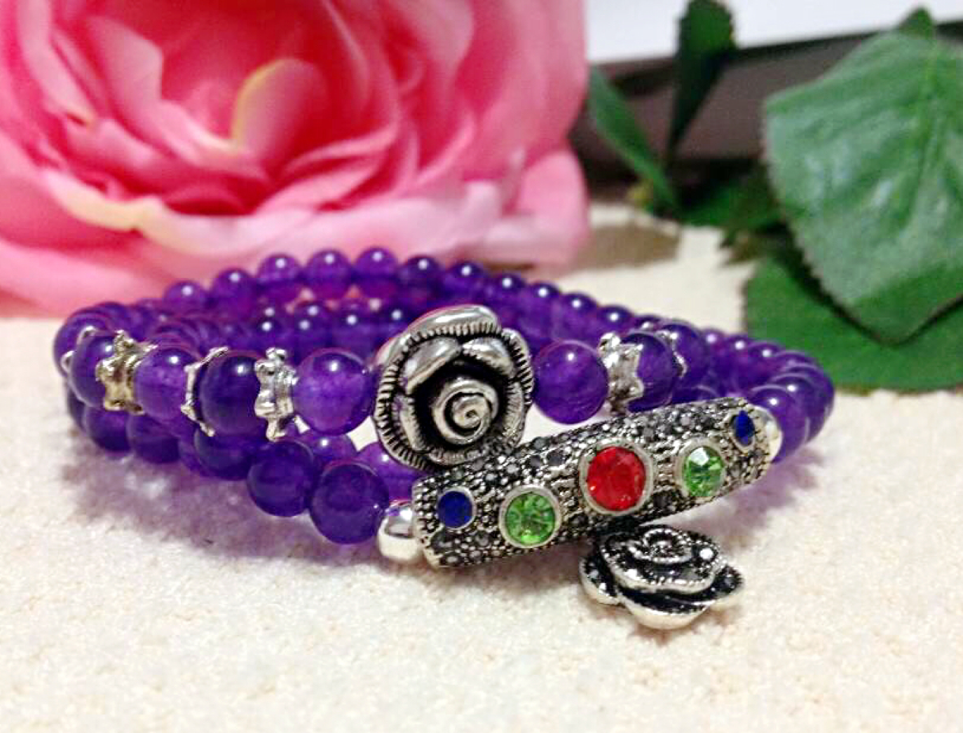 Purple Chalcedony Bracelet (Necklace)