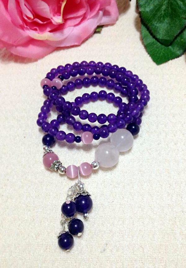 Purple Chalcedony Bracelet (Necklace)