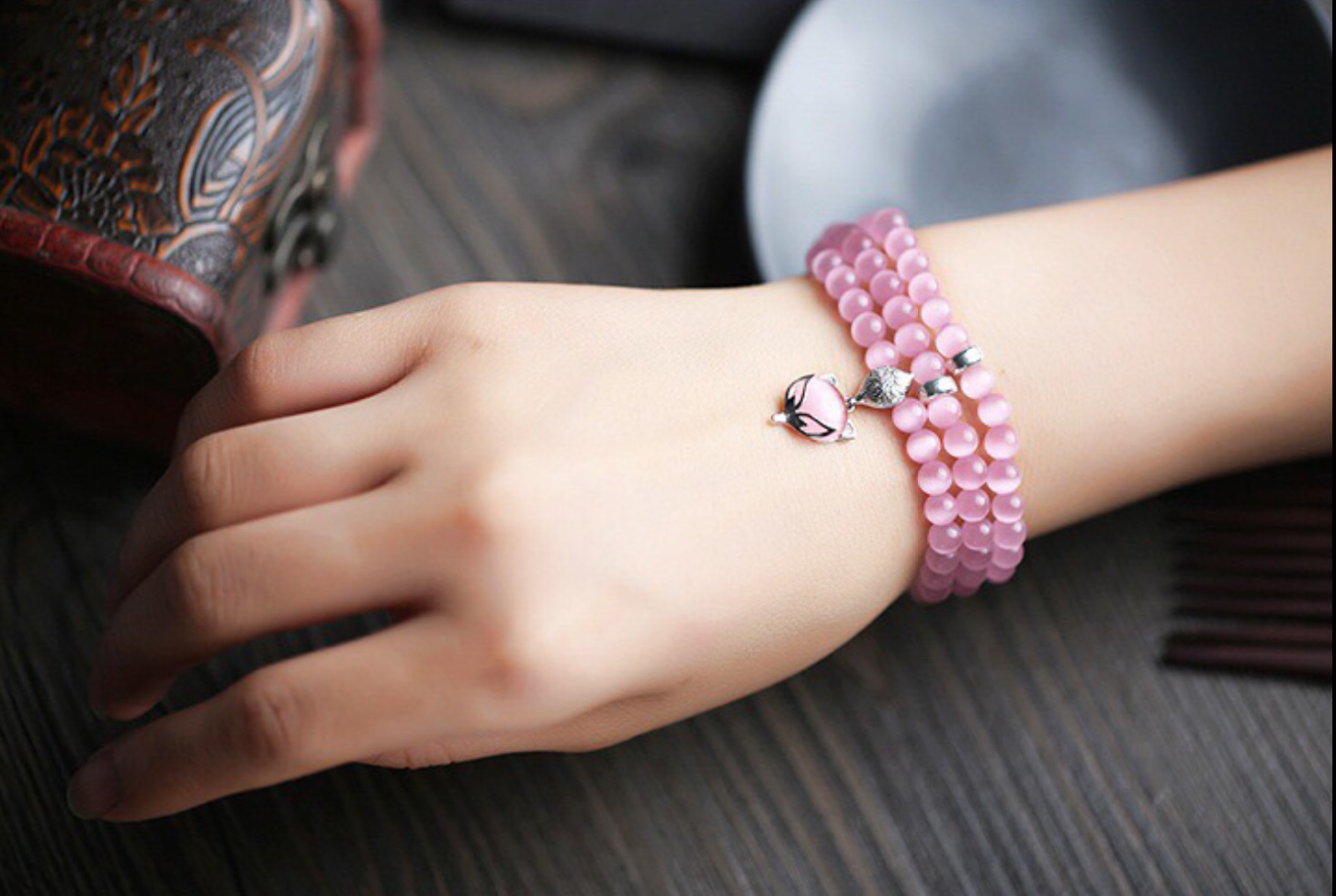 Pink Cats Eye Bracelet