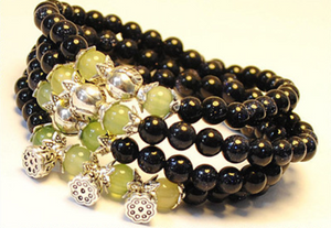 Blue Sandstone and Prehnite Bracelet (Doubled as Necklace)