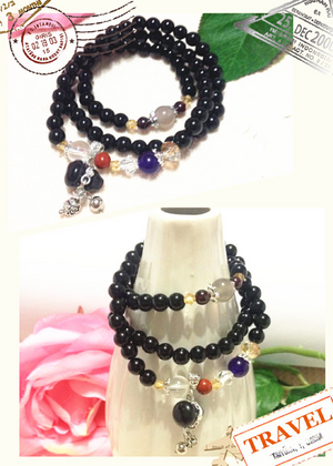 Black Agate Bracelet (Doubled as Necklace)