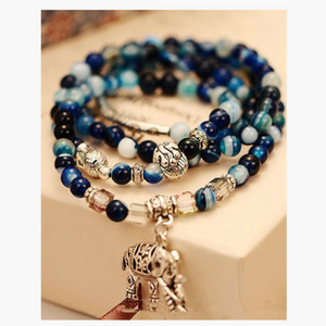 Blue Agate Bracelet (Doubled as Necklace)