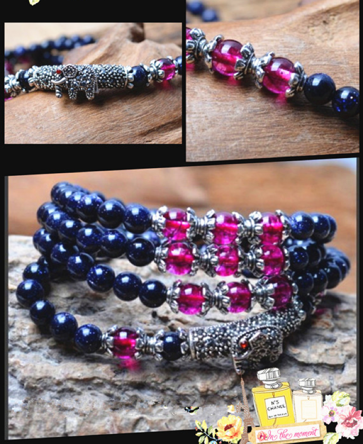 Blue Sandstone Bracelet (Doubled as Necklace)