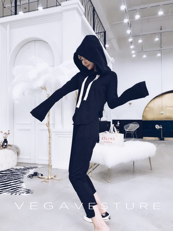 Black Canvas Pullover Hoodie