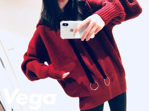 Red Canvas Oversized Pullover Hoodie
