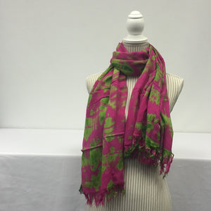 Magenta Scarf (Green and Yellow Patterned)