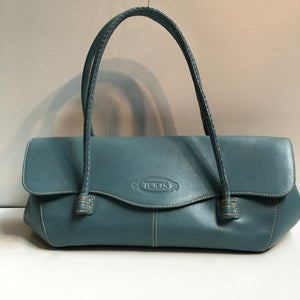 TOD'S Turquoise Leather Satchel Bag