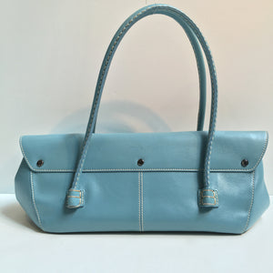 TOD'S Turquoise Leather Satchel Bag