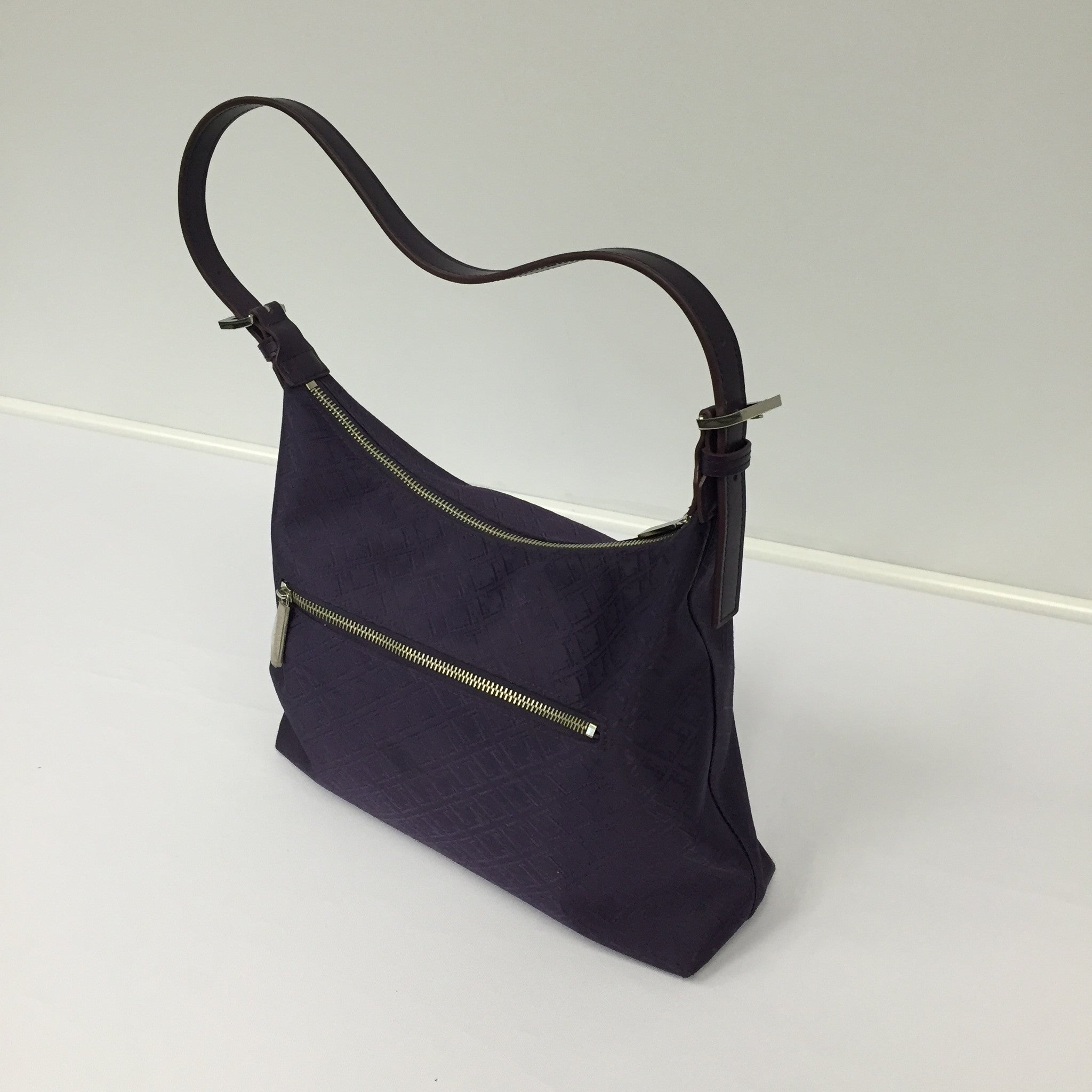 Dark Purple Leather Ruched Bag