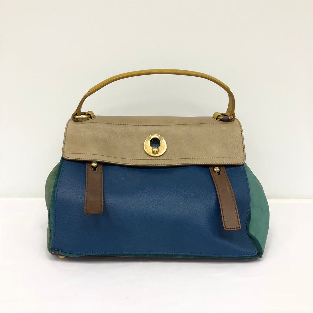 Saint Laurent Blue Multicolor Leather Muse Two Handbag