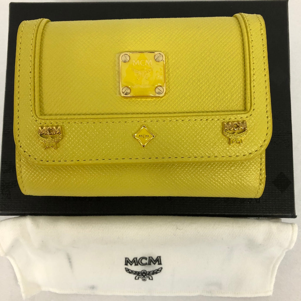 MCM Yellow Leather  Trifold Wallet