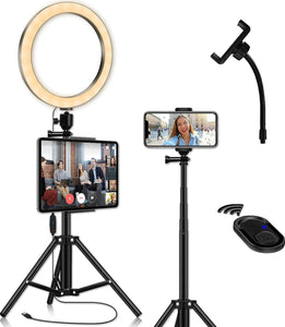 LED Ring Light Tripod with Tablet Stand and Remote Control